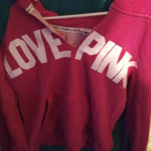 Vs pink v neck hoodie